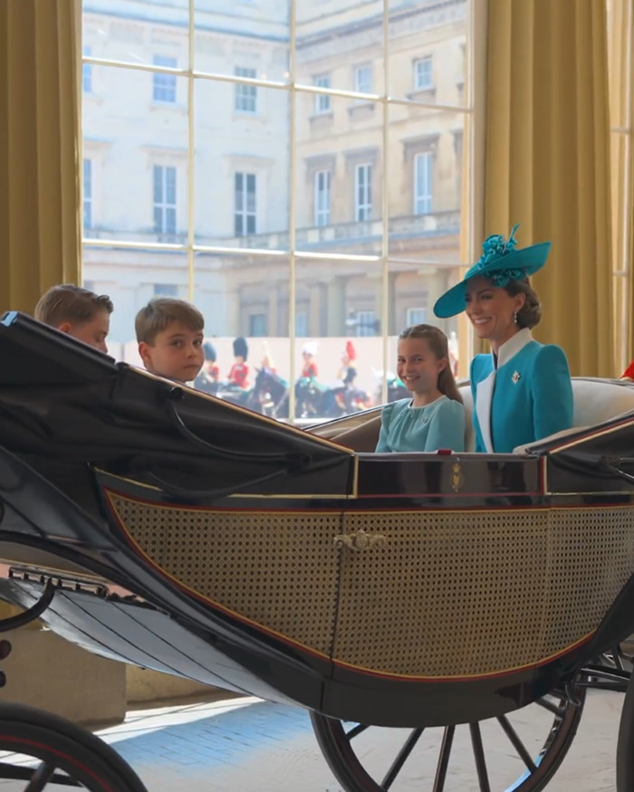 Kate Middleton with Prince Louis and family in a carriage during Trooping The Colour, lip reader reveals strict order. Kate Middleton with Prince Louis and family in a carriage during Trooping The Colour, lip reader reveals strict order.