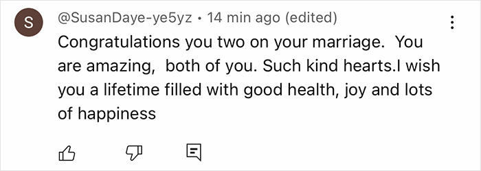 Comment congratulating a couple on their marriage, wishing them health, joy, and happiness. Comment congratulating a couple on their marriage, wishing them health, joy, and happiness.