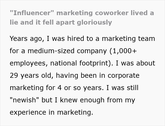 &ldquo;&lsquo;Influencer&rsquo; Marketing Coworker Lived A Lie And It Fell Apart Gloriously&rdquo;