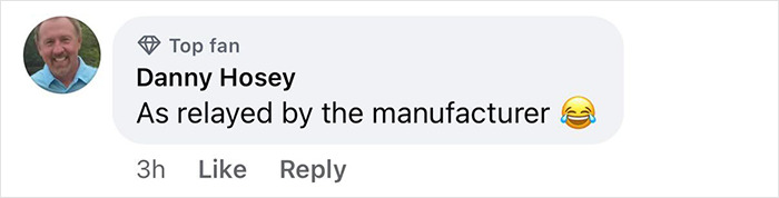 Comment from user Danny Hosey referencing manufacturer, with a laughing emoji, discussing Ozempic side effects conversation.