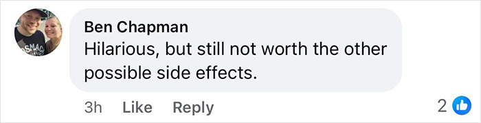 Facebook comment by Ben Chapman discussing Ozempic side effects, mentioning concerns about men's privates size increase.