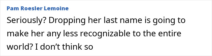 Screenshot of a social media comment discussing Michelle Obama’s daughter Malia dropping her last name and reactions. Screenshot of a social media comment discussing Michelle Obama’s daughter Malia dropping her last name and reactions.