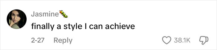 Screenshot of a social media comment reacting humorously to the Gen Z adoption of the depression hairstyle trend.