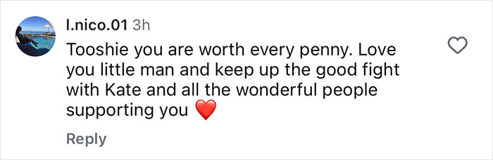 Comment on social media expressing love and support for a puppy and the team helping its life-saving surgery.