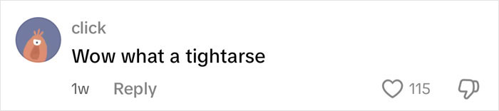 Comment on social media post reading wow what a tightarse, showing public backlash over mom&rsquo;s insulting birthday gift.