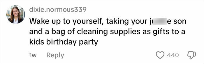 Comment on social media criticizing a mom&rsquo;s insulting birthday gift, sparking fierce backlash and heated debate.