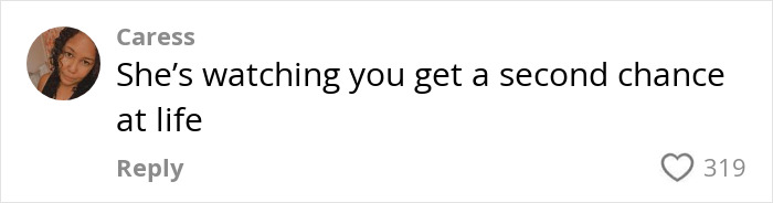 Comment from Caress saying she&rsquo;s watching you get a second chance at life, related to toddler pretending to inject weight-loss med.