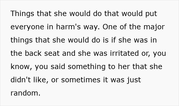 Text excerpt from a mom explaining why she made the painful choice to remove her mentally ill daughter from the home.