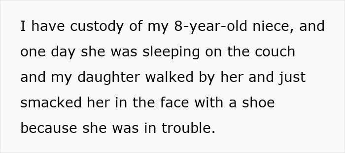 Text excerpt showing a mom explaining the painful choice to remove her mentally ill daughter from the home.