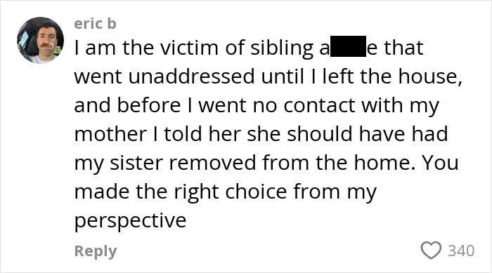 Comment from a user supporting the mom&rsquo;s painful choice to remove her mentally ill daughter from the home.