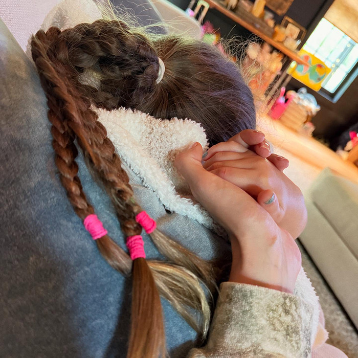 Gigi Hadid holding her daughter Khai's hand with braided hair in a cozy indoor setting sparking breakfast menu outrage. Gigi Hadid holding her daughter Khai's hand with braided hair in a cozy indoor setting sparking breakfast menu outrage.