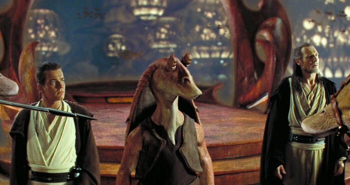 Actors in costume on set, capturing iconic I was there when it was written moments from a famous sci-fi film scene.