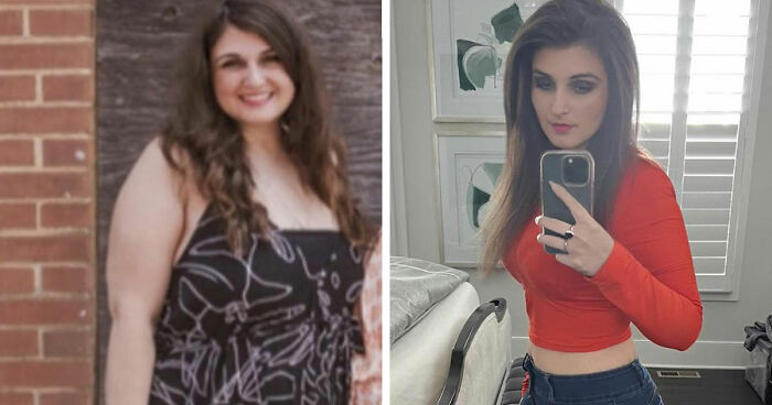 Before and after major weight loss transformation showing progress with blood sweat tears and Ozempic use