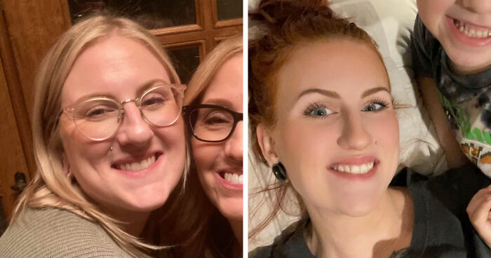 Before and after photos showing major weight loss transformation of two women using blood, sweat, tears, and Ozempic.