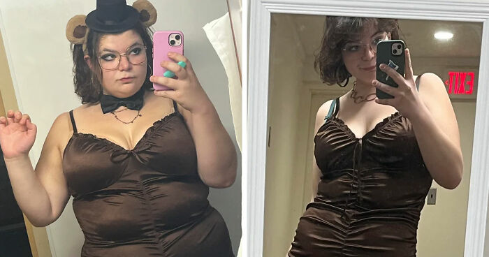 Before and after major weight loss transformation of a woman showing results from blood, sweat, tears, and Ozempic use.