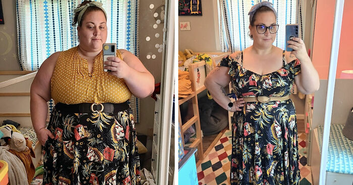 Before and after major weight loss photos showing transformation using blood, sweat, tears, and Ozempic progress.