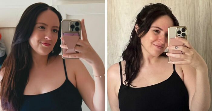 Side-by-side before and after photos showing major weight loss transformation using blood sweat tears and Ozempic.