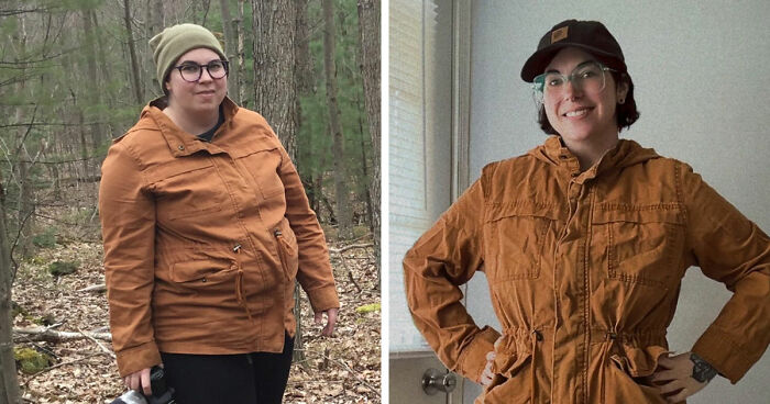 Side-by-side before and after photos showing major weight loss transformation using blood, sweat, tears, and Ozempic.