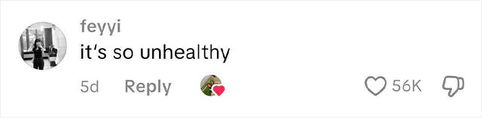 Comment from social media user feyyi saying it&rsquo;s so unhealthy, related to American school lunches discussion.