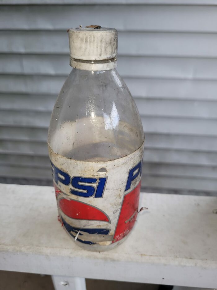 Old dirty Pepsi bottle found in unusual place, one of the confusing things people discovered in their walls or other spots