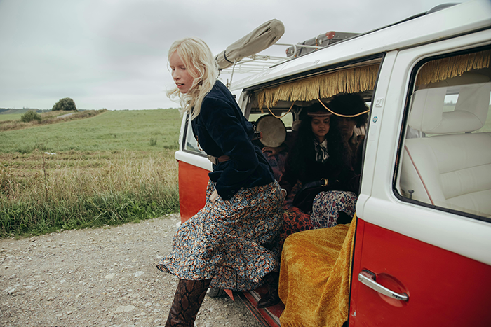 Young woman stepping out of a vintage van in a rural area, symbolizing a religious couple and Bible-based revenge plan. Young woman stepping out of a vintage van in a rural area, symbolizing a religious couple and Bible-based revenge plan.