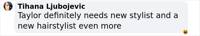 Comment on social media posting about Taylor Swift’s stylist and hairstylist, related to Eras Tour wealth display criticism. Comment on social media posting about Taylor Swift’s stylist and hairstylist, related to Eras Tour wealth display criticism.