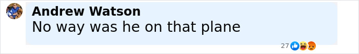 Comment by Andrew Watson saying no way was he on that plane, discussing Air India survivor's guilt and loss.
