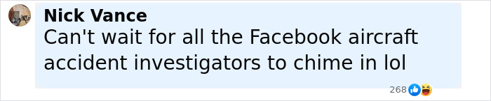 Comment by Nick Vance about Facebook aircraft accident investigators reacting to a tragic Air India crash theory and mistake.