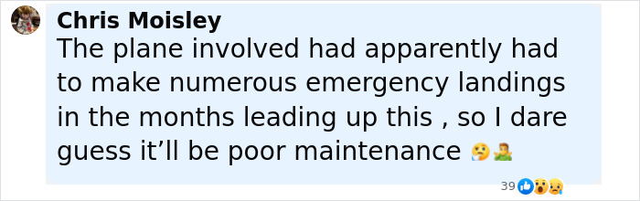 Comment by Chris Moisley discussing possible poor maintenance linked to a simple mistake causing the tragic Air India crash.