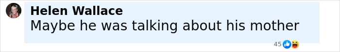 Helen Wallace commenting online, speculating about someone talking about his mother in a social media post.