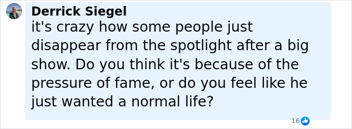 Comment from Derrick Siegel discussing fame pressure and choosing a normal life after Malcolm In The Middle comeback news. Comment from Derrick Siegel discussing fame pressure and choosing a normal life after Malcolm In The Middle comeback news.