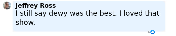 Comment by Jeffrey Ross praising Dewey from Malcolm In The Middle, expressing love for the show and character. Comment by Jeffrey Ross praising Dewey from Malcolm In The Middle, expressing love for the show and character.