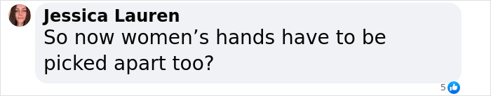 Comment from Jessica Lauren questioning if women's hands need to be examined closely, relating to Ozempic hands side effect concerns.