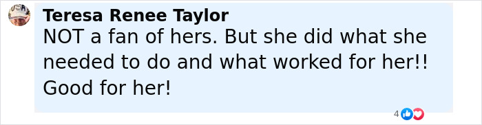 Comment praising Lizzo for her weight-loss method, clearing the air on rumored Ozempic use, supporting her personal journey.