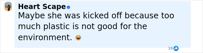 Comment on social media by user Heart Scape humorously mentioning plastic surgery in relation to dating app bans.