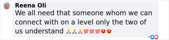 Comment expressing need for deep connection, featuring prayer hands, 100, and heart eyes emojis on social media.