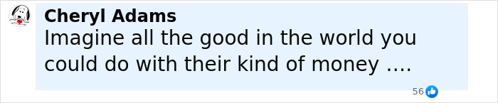 Comment by Cheryl Adams expressing disappointment about Jeff Bezos and Lauren Sanchez's lavish wedding spending. Comment by Cheryl Adams expressing disappointment about Jeff Bezos and Lauren Sanchez's lavish wedding spending.