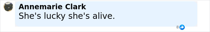 Comment by Annemarie Clark saying she's lucky to be alive, reacting to a model brutally attacked in Dubai.