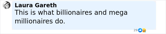 Comment from Laura Gareth highlighting what billionaires and mega millionaires do in a social media post.