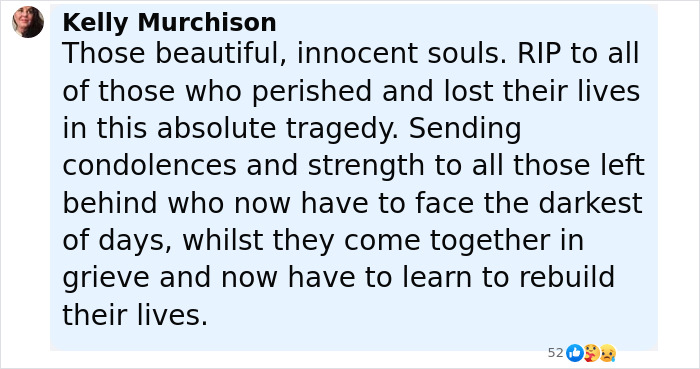 Comment expressing condolences for those lost in the Air India plane disaster and support for grieving families.