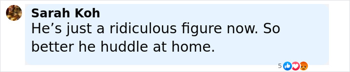 Comment by Sarah Koh criticizing Hugh Jackman as a ridiculous figure amid divorce setback news.