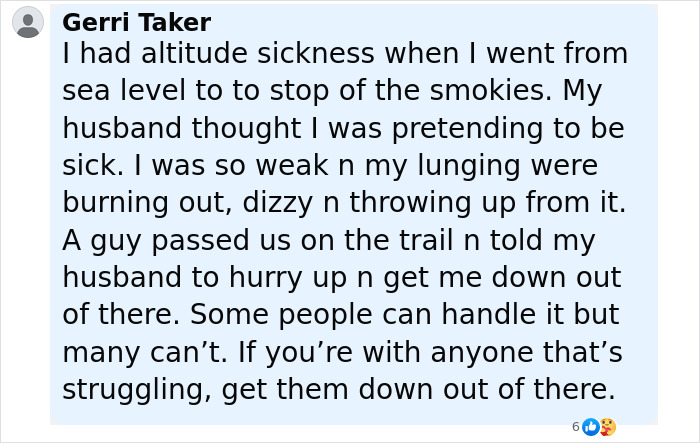 Comment about altitude sickness warning and advice related to terrifying words hallucinating 14YO son said before cliff incident.