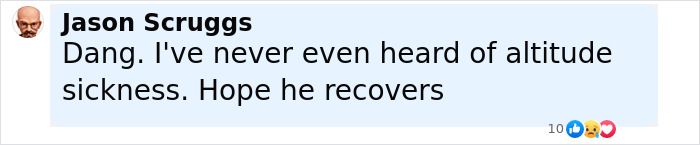 Comment mentioning altitude sickness and hope for recovery, related to terrifying words of hallucinating 14-year-old son.