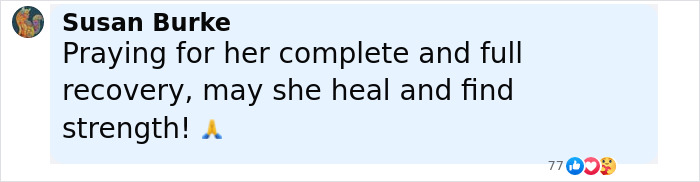 Comment expressing hope for complete recovery and strength for a model brutally attacked in Dubai.