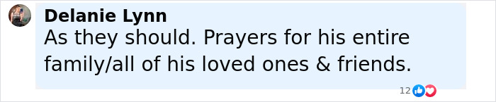 Comment from Delanie Lynn expressing prayers for the family of teen found with teeth around his undressed corpse. Comment from Delanie Lynn expressing prayers for the family of teen found with teeth around his undressed corpse.