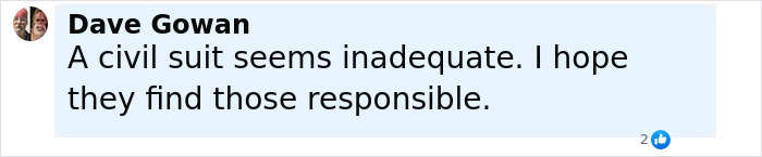 Comment from Dave Gowan expressing hope that suspects in family of teen lawsuit case will be found responsible. Comment from Dave Gowan expressing hope that suspects in family of teen lawsuit case will be found responsible.