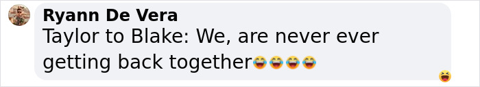 Text message screenshot showing a comment about Taylor Swift ghosting Blake Lively and refusing to reconcile. Text message screenshot showing a comment about Taylor Swift ghosting Blake Lively and refusing to reconcile.