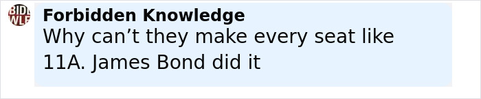 Screenshot of a social media post from Forbidden Knowledge discussing seat 11A with a light blue background.