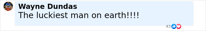 Facebook comment by Wayne Dundas saying The luckiest man on earth with 43 reactions about Thai actor plane crash survivor.