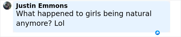 Screenshot of a social media comment questioning natural beauty amid plastic surgery trends and party culture.